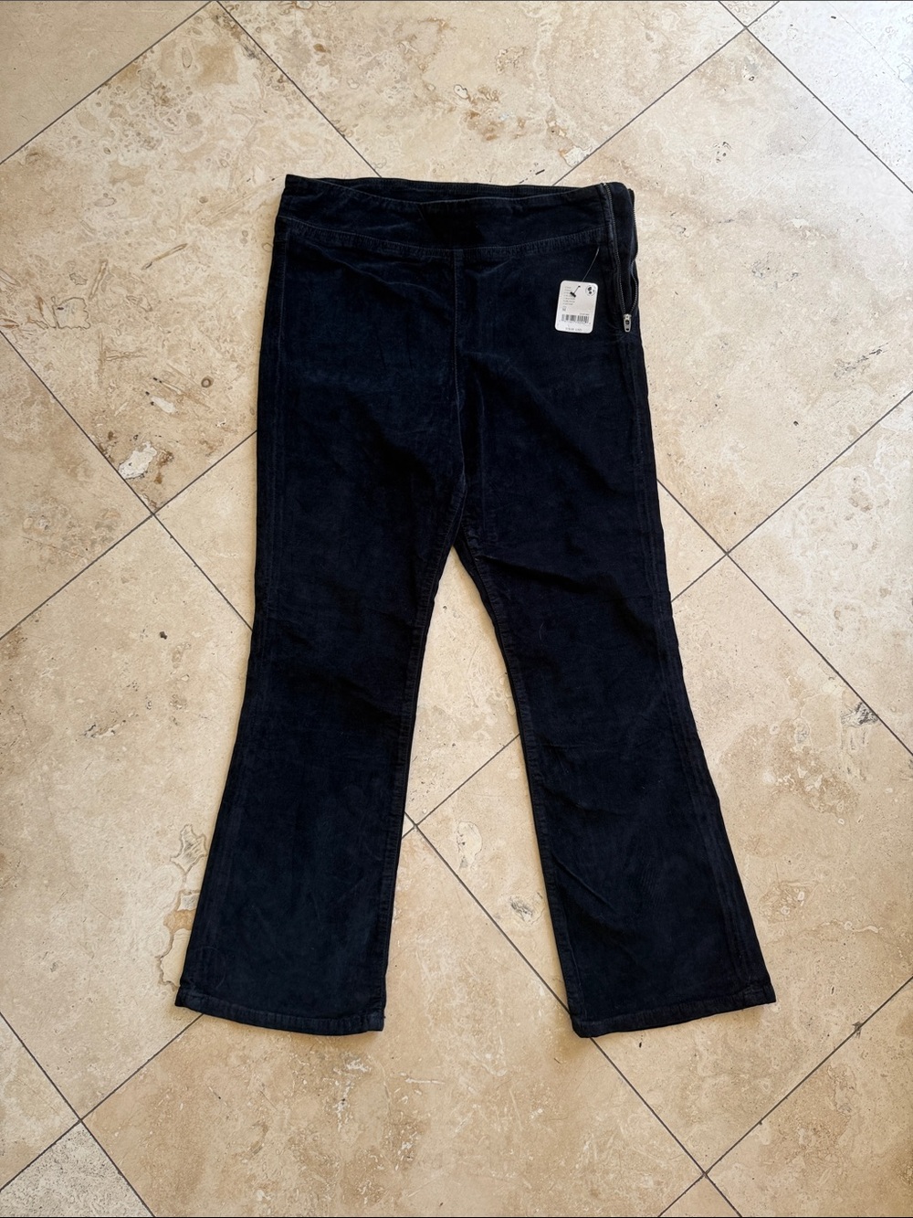 Free People In My Feelings Cropped Bootcut Velvet Black M